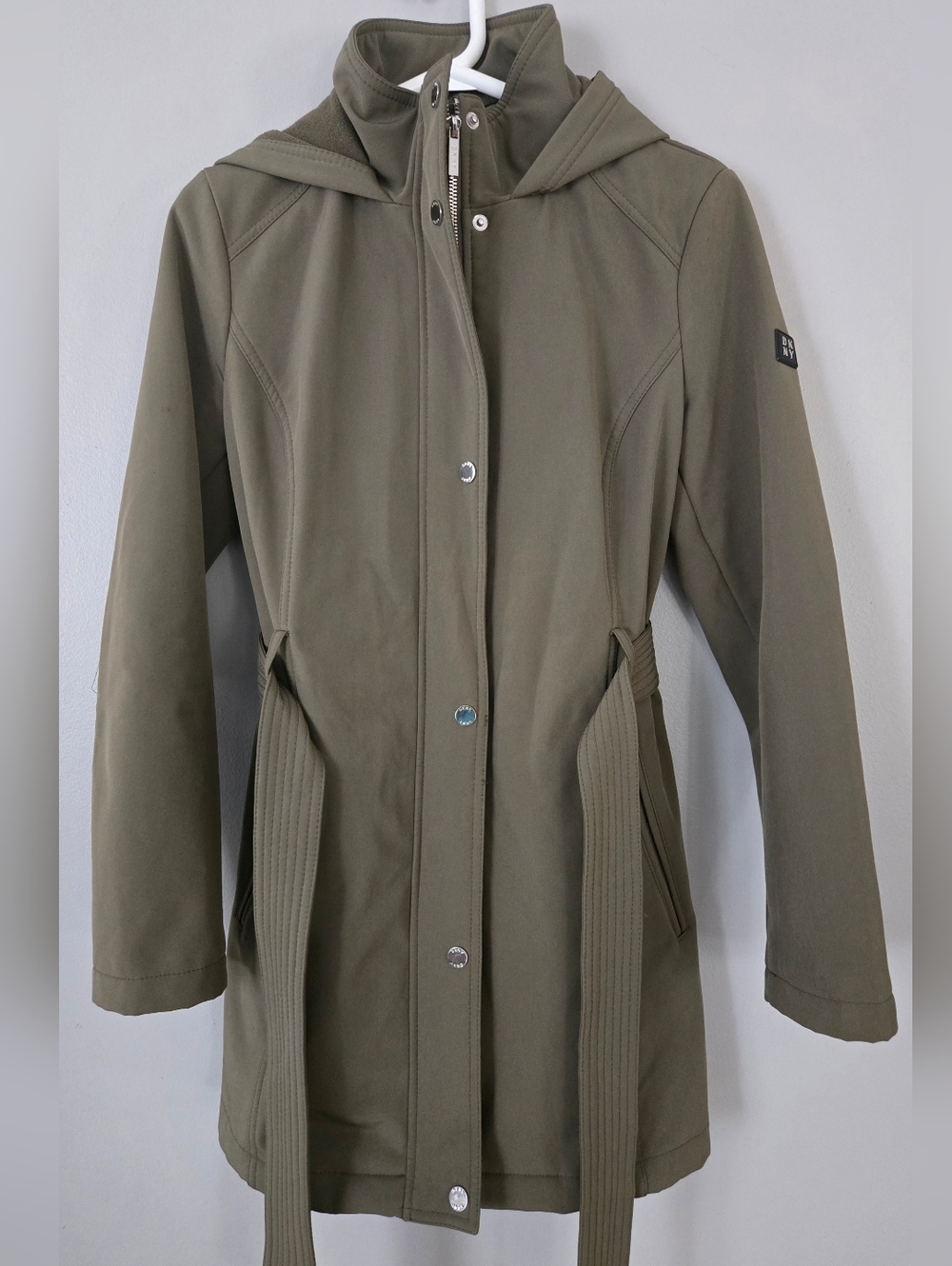 DKNY Belted Softshell Jacket‎ Olive Green Spring Fall